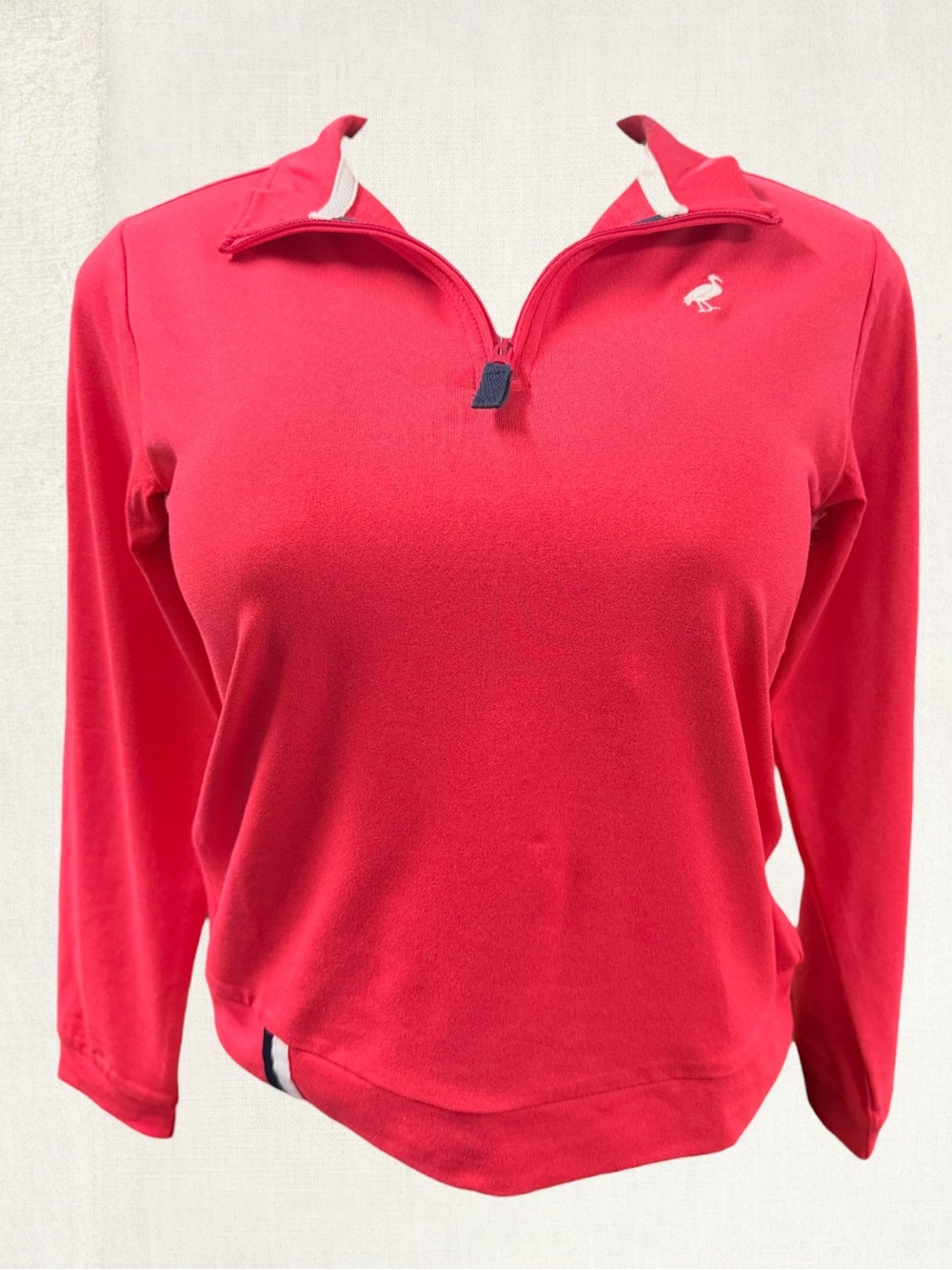 The Beaufort Bonnet Company Red Quarter-Zip Long Sleeve Top
